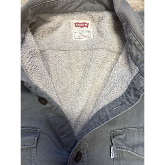 Levis Men's Gray Sherpa Lined long sleeve Button Down shirt jacket size XL - Picture 3 of 5